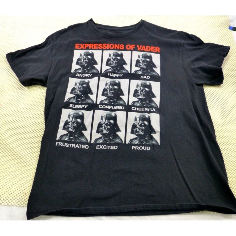 Star Wars Mens Darth Vader Expressions T-Shirt LG Black Cotton - Picture 1 of 5